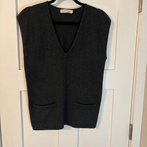 VINTAGE 90s Calvin Klein 100% Cashmere V-Neck Sweater Vest - Charcoal - M - HK